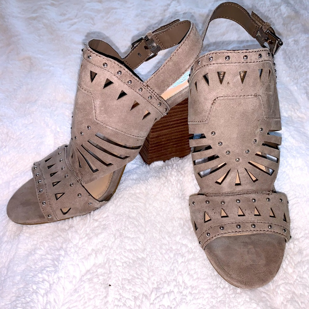 Vince Camuto Suede Cutout Peep Toe Heels